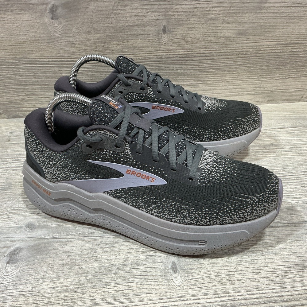 Brooks Ghost Max 2 Womens Running Shoes 10.5 B Grey Black Purple 1204201B005
